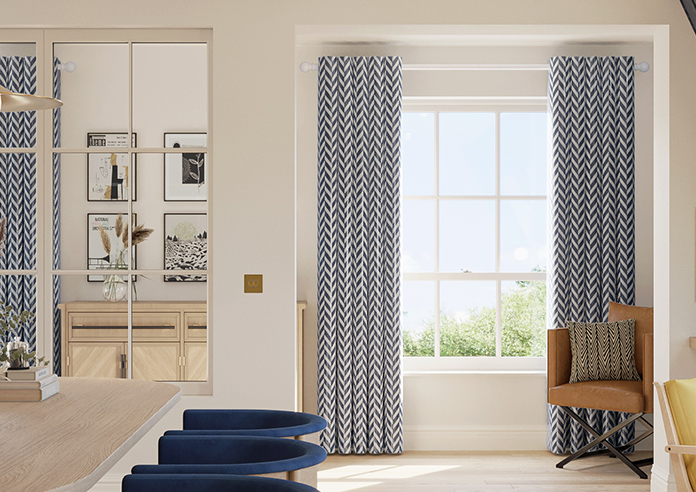 Chevron Stripe, Navy - Made to Measure Curtains - Image 3